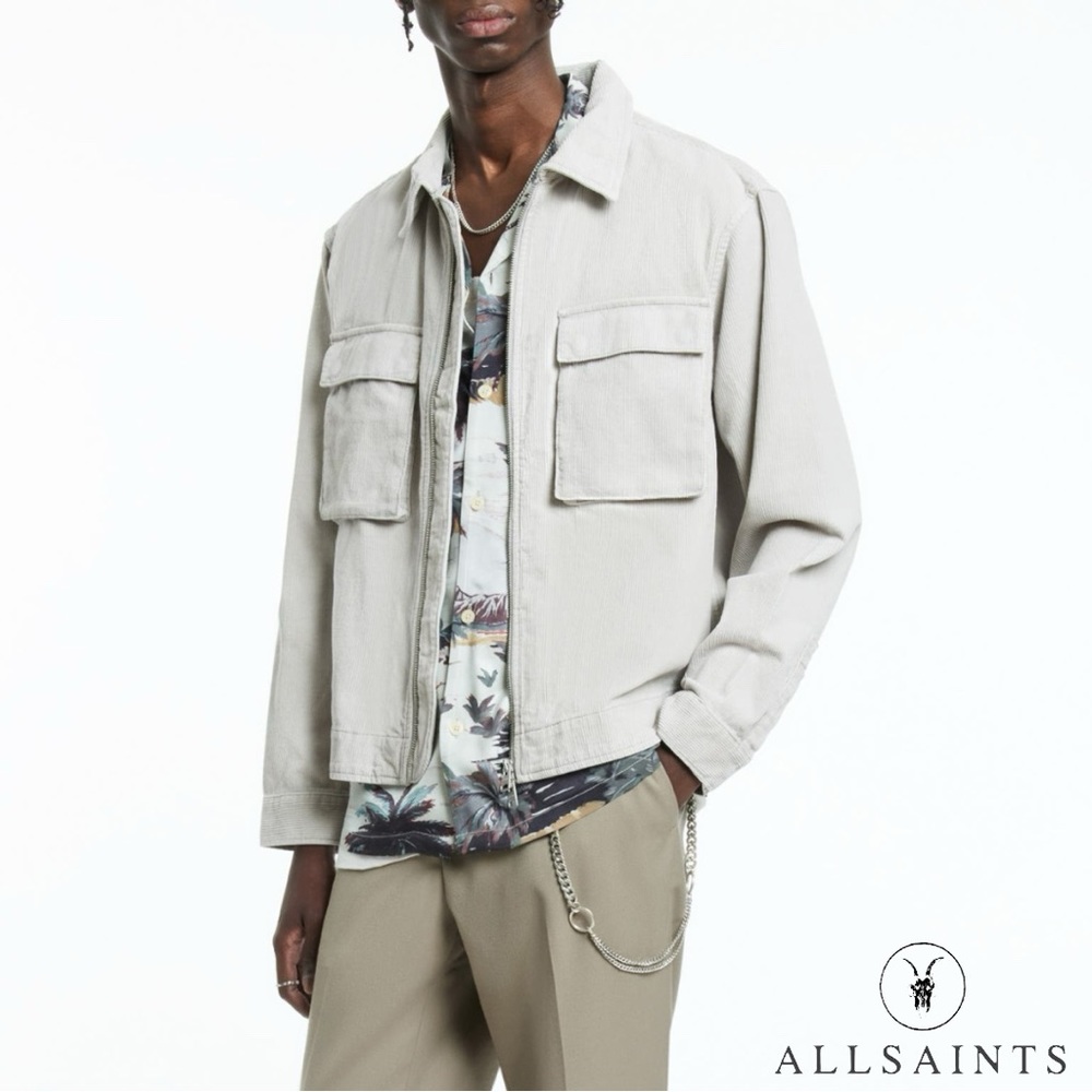ALLSAINTS **NWT** Clifton Cotton Corduroy Jacket in Cool Grey